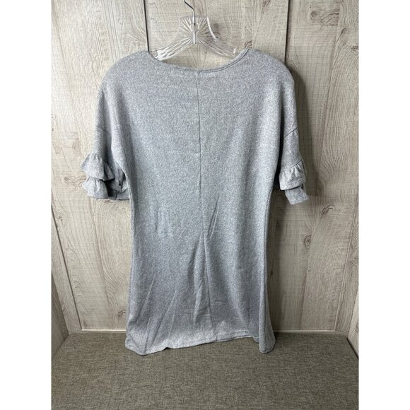 Speechless Womens Ruffle Short Sleeves Heather Gray Casual Dress Size Small - Picture 2 of 8